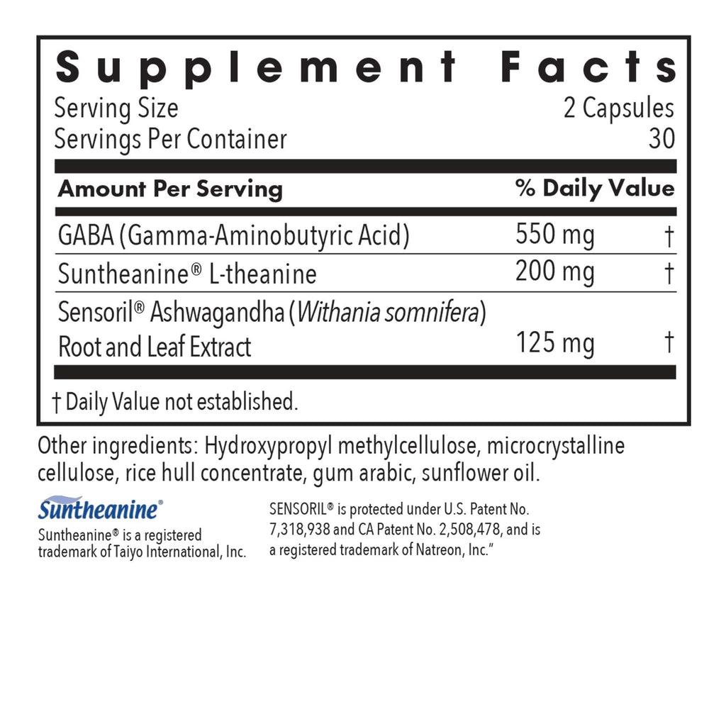 Allergy Research Group Zen Adapt - 200 mg L-Theanine, 125 mg Ashwagandha & 550 mg GABA - Supports Stress Response and Calmness - Vegetarian Capsules - Hypoallergenic Formula - 30 Servings - 60 Count