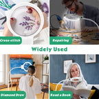 10X 20X Floor Magnifying Glass with Light and Stand,36 LED Flexible Gooseneck Floor Magnifying Lamp, Adjustable Brightness Large Lighted Magnifiers for Reading,Sewing,Crafts,Painting,DIY,White