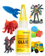 LEENEXUS Super Glue for Plastic, PLA, ABS, PETG, PC, ASA, Acrylic, PVC, Dries Clear Liquid CA Adhesive for 3D Prints, Model Kits, RC Parts & Repairs, 40ml
