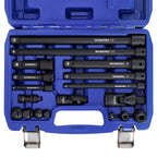 WORKPRO 18-Piece Impact Socket Extension Set, Includes Socket Adapters, Ratchet Extension Set, Swivel Universal Joints and Impact Coupler, 1/4", 3/8" & 1/2" Drive