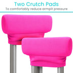 Vive Premium Crutch Pads, Bag, & Hand Grips (5 PCS) - Crutches for Adults Armpit Padding, Hand Grips, Accessories Pouch - Soft Tips Medical Padded Handles for Kids, Men, Women - Lightweight (Pink)