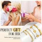 MOINSPIRE 18K Gold Plated Bracelets for Women, Stainless Steel Four Leaf Clover Tennis Nail Love Bangle Bracelets Set, Trendy Stackable Twist Cuff Bracelet Non Tarnish Jewelry Gifts Choice
