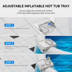 Anivia Hot Tub Table Tray, Adjustable Width 4.3" to 7.7" Hot Tub Accessories for Intex PureSpa, Nonslip Caddy Holds 2 Drinks, Keep Snacks-Drinks Handy and Dry, Fits Outdoor Inflatable Spa/Pool(Beige)