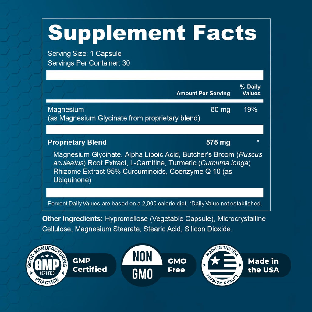 Alphacur – Magnesium, ALA, Turmeric & CoQ10 – 30 Ct, 6 Month Supply