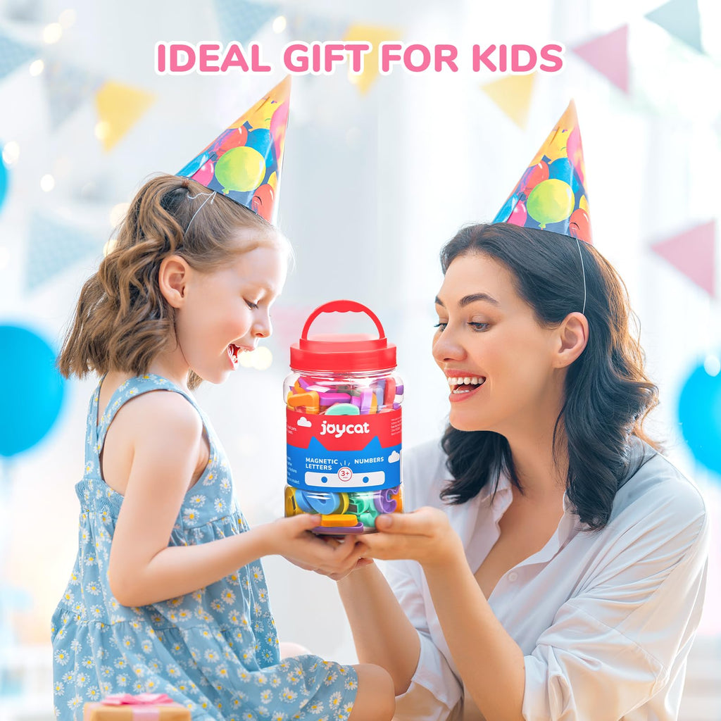 JoyCat Magnetic Letters and Numbers, Uppercase and Lowercase Alphabet Fridge Magnets, Preschool Educational Learning Plastic ABC 123 Colorful Toy Set, Math Symbols for Toddlers, Kids (104 PCS)