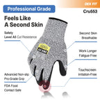 DEX FIT Level 5 Cut Resistant Gloves Cru553, 3D-Comfort Stretchy Fit, Power Grip, Professional Grade, Thin, Touch-Screen Compatible, Durable, Machine Washable; Blue XS (6) 1 Pair