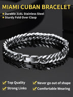 ChainsHouse Stainless Steel Cuban Chain Bracelet for Men 8 mm 8.3"