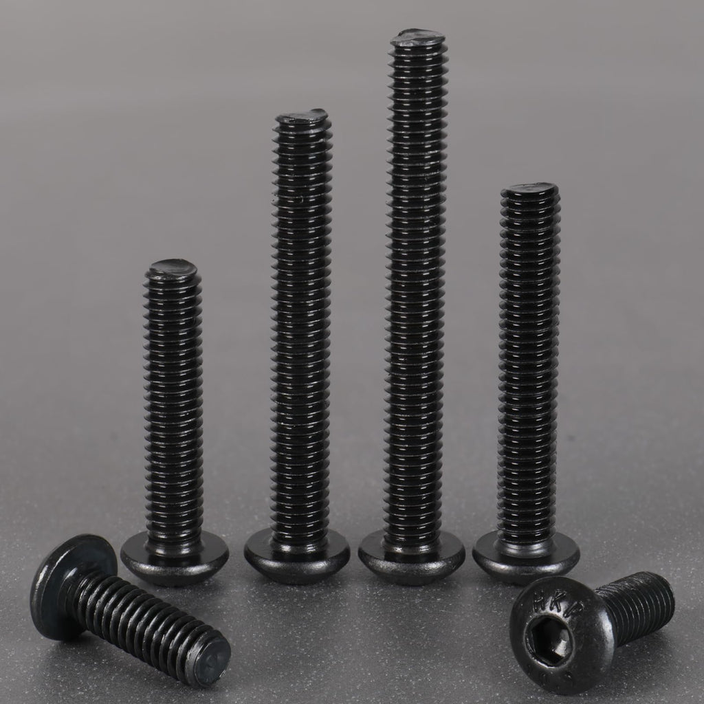 VGBUY 340Pcs M4 Screw Kit, Black M4 Screws Bolts, 25/30/35/40/45/50mm Metric Button Head Cap Screw Assortment Kit with Washer Nuts,10.9 Grade