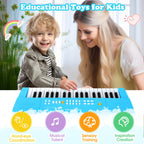 Toy Piano Keyboard for Kids Upgrade Electric Pianos Toys for 3 4 5 6 7 8 Year Old Girls Boys Beginners Keyboards with Microphone Toy for 3+ Year Old Kid Gifts (Blue)