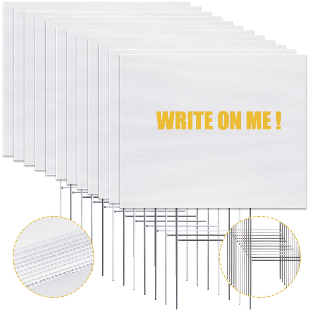 Patelai 12 Pcs 18 x 24 Inches Corrugated Plastic Sheet Corrugated Poster Board 4mm Thick Waterproof Blank Board Sheets Plastic Yard Sign for Garage Estate Sale, Rent, Indoor, Outdoor, Birthday (White)