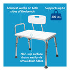 Carex Shower Bench and Shower Chair For Elderly and Disabled with Height Adjustable Legs, Tub Bench Converts to Right or Left Hand Entry, Shower Chair For Bathtub