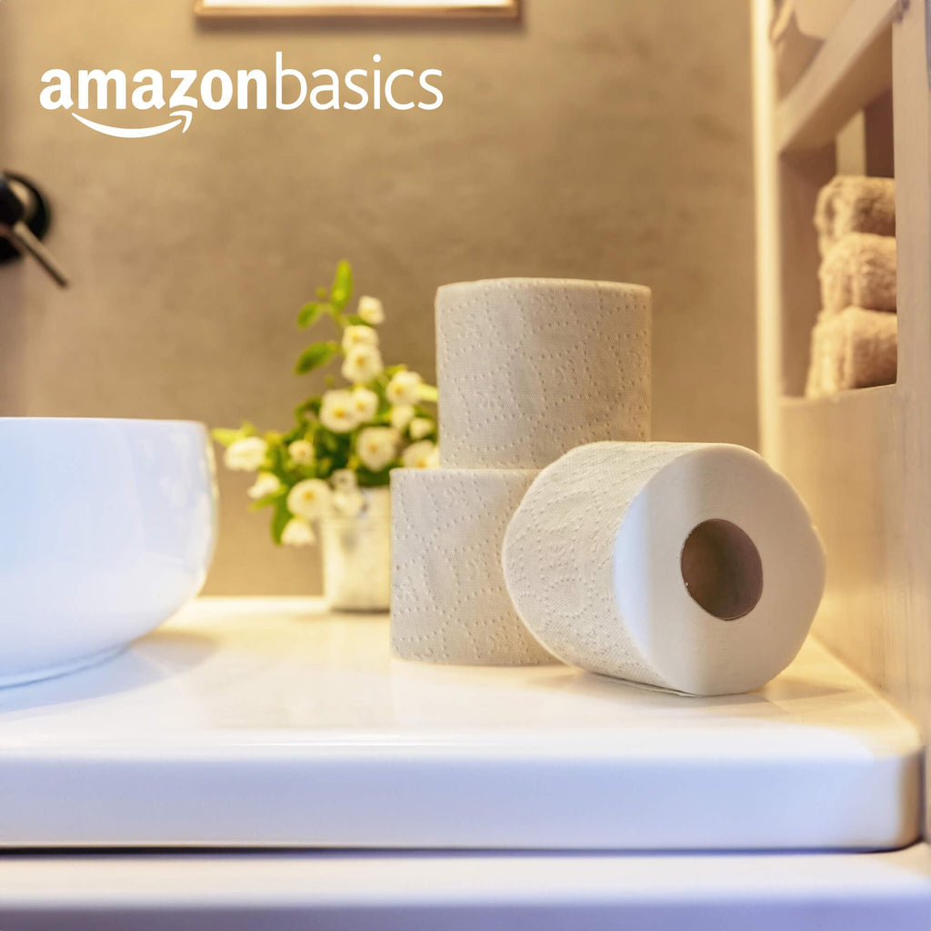 Amazon Basics Soft and Strong 2-Ply Toilet Paper, 30 Ultra Rolls = 120 Regular Rolls, Unscented, 340 Sheets, FSC Certified
