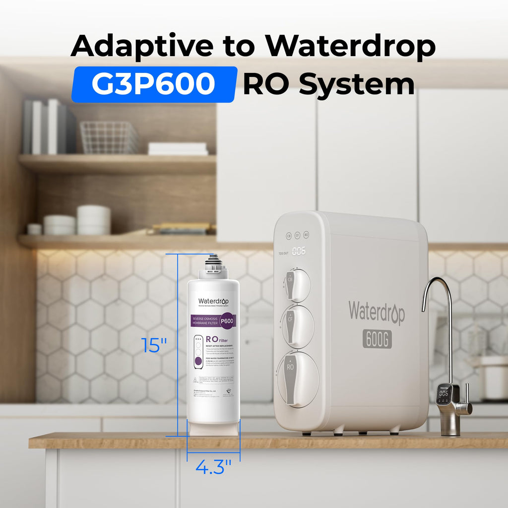 Waterdrop G3P600-RO Filter, Replacement for Waterdrop G3P600 Undersink Reverse Osmosis System, 2-year Lifetime