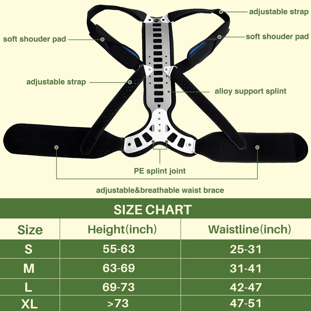 ZHUNPOCT Posture Corrector Back Support for Hunched Back, Kyphosis and Vertebral Compression Fracture Men and Women (Large)