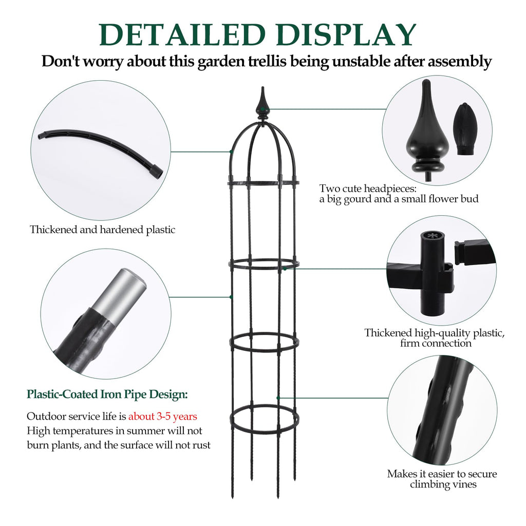 WellSign 6.6ft Tall Garden Obelisk Trellis for Climbing Plants Outdoor