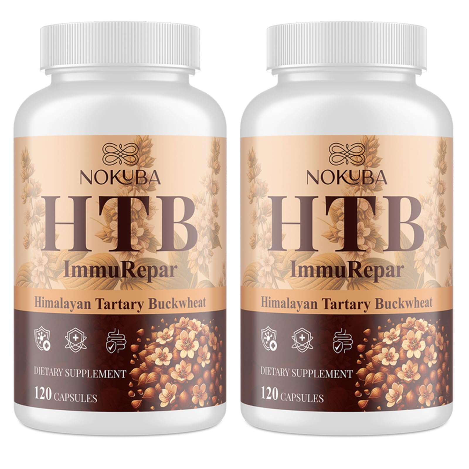 Nokuba Himalayan Tartary Buckwheat Supplement with Quercetin, Zinc, Rutin, Vitamin C, D, Curcumin for Immune Support & Antioxidant & Gut Health - 240 Vegan Capsules