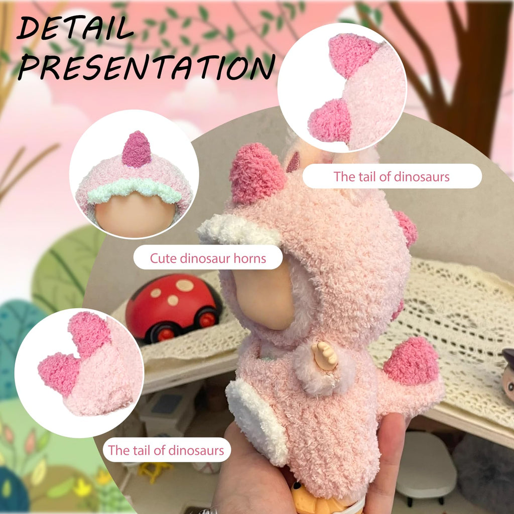 Zimomo Clothes for labubu Dolls - Cute Green Dinosaur Outfit for 6.7 Inch (17cm) (Doll Not Included) - Perfect for Collectors and Dress-Up (Green Dinosaur Set)