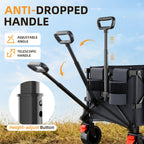 Strolking 220L Collapsible Wagon Cart, 39" L Extended Frame and 440Lbs Heavy Duty, Lightweight 15lbs Folding Garden Cart with Silent All-Terrain Wheels for Beach, Camping Grass and Grocery, Grey