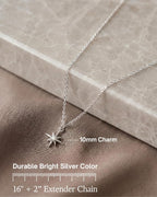 Annika Bella North Star Necklace, Cubic Zirconia Pendant, Silver Chain Necklace, Celestial Jewelry for Women, Gift for Her (1pc)