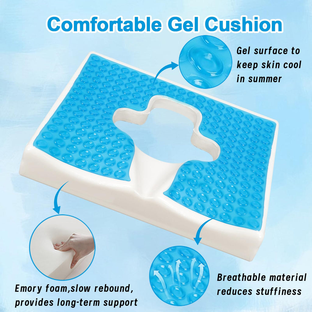 TITA-DONG Breathe Freely Fiber Material Bed Sore Cushions for Butt, Anti Bedsore Cushion, T Shaped Opening Triangular Slope Design Anti Decubitus Cushion for Elderly, Bedridden, Disabled