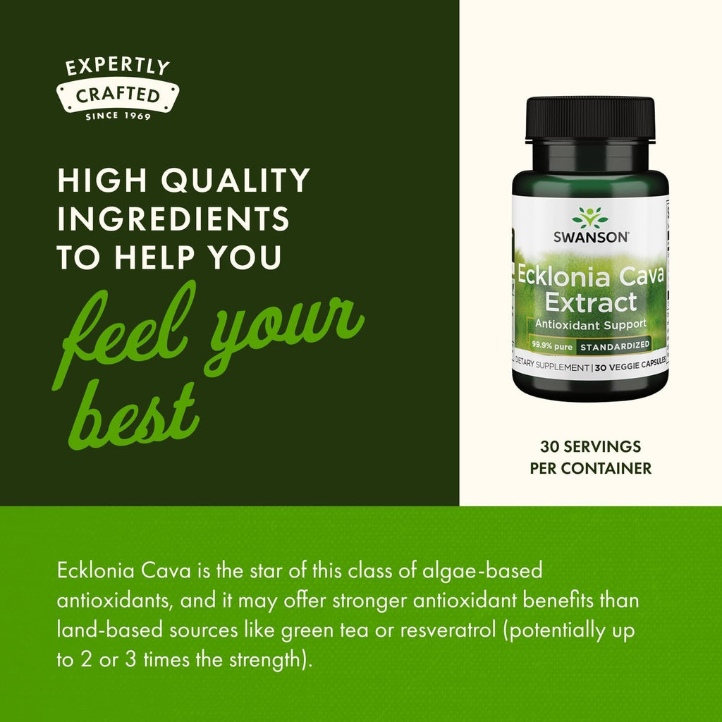 Swanson Ecklonia Cava Extract - Standardized 30 Veg Caps (2 Pack)