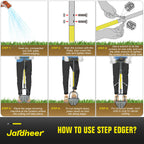 Jardineer Edger Lawn Tool Manual, Manual Half Moon Edger with Double V-Shaped Serrated Edge Blade and Wider Handle, Edging Tool for Landscaping, Sidewalks, Lawn Border, Flower Bed and Yard