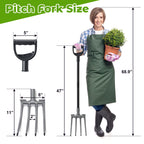 Lcokeiy Pitch Fork, Metal Broadfork Garden Tool Long Handle, 4 Tine Mulch Hay Manure Digging Bedding Hay Potato Garden Fork Shovel for Gardening Loosening Soil Compost