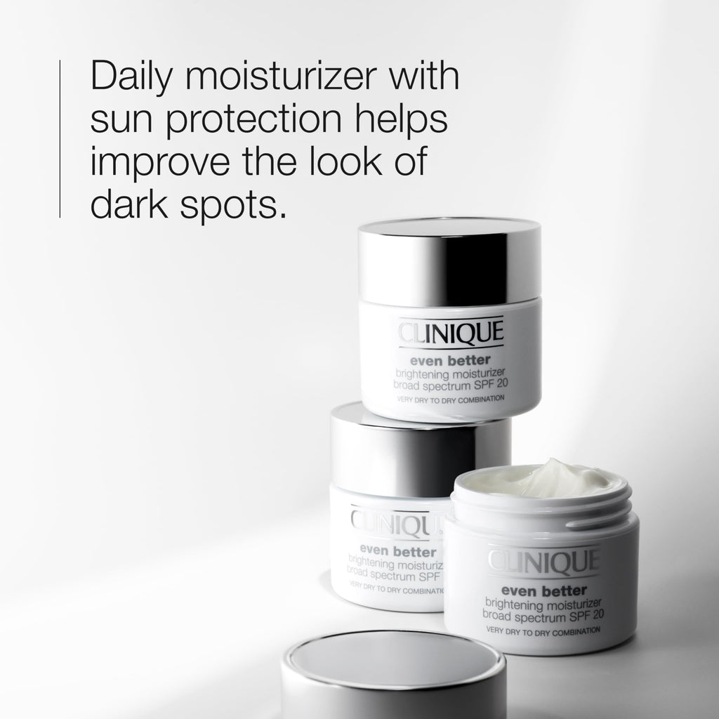 Clinique Even Better Brightening Daily Oil Free Moisturizer SPF 20 For Very Dry to Dry Combination Skin Types | Hydrating + Dark Spot Reducing, 1.7 Fl Oz