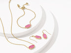 Kendra Scott Elisa Necklace in 14k Gold-Plated Brass, Hot Pink Drusy, Fashion Jewelry for Women
