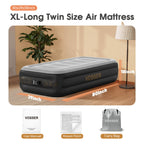 VOSSER Twin Air Mattress with Built in Pump,18''Inflatable Mattress 2 Mins Self-Inflation/Deflation,XL-Long Blow up Mattress Thicker,Flocked Top Air Bed with Storage Bag for Home, Camping & Guests