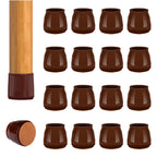 16pcs Round Chair Leg Floor Protectors, Felt Pads Chair Leg Protectors for Hardwood Floors, Silicone Furniture Feet Cups Covers Felt Pads, Prevents Scratches & Reduce Noise, Brown, Small