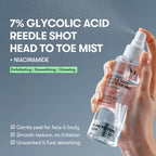 VT COSMETICS 7% Glycolic Acid Reedle Shot Head-to-Toe Mist with Niacinamide, Exfoliating Spray for Bumpy & Strawberry Skin, Dark Spots, Skin Texture, Keratosis Pilaris, Korean Skincare (4.05 fl oz)