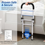 KingPavonini Bed Rails for Elderly Adults Safety 2026 Upgrade, ASTM-Approved Bed Rails for Seniors with Anti-Wobble Adjustable Feet, 400lb Bed Cane, Non-Slip Handle & Storage Bag, No-Tools, Model GS04