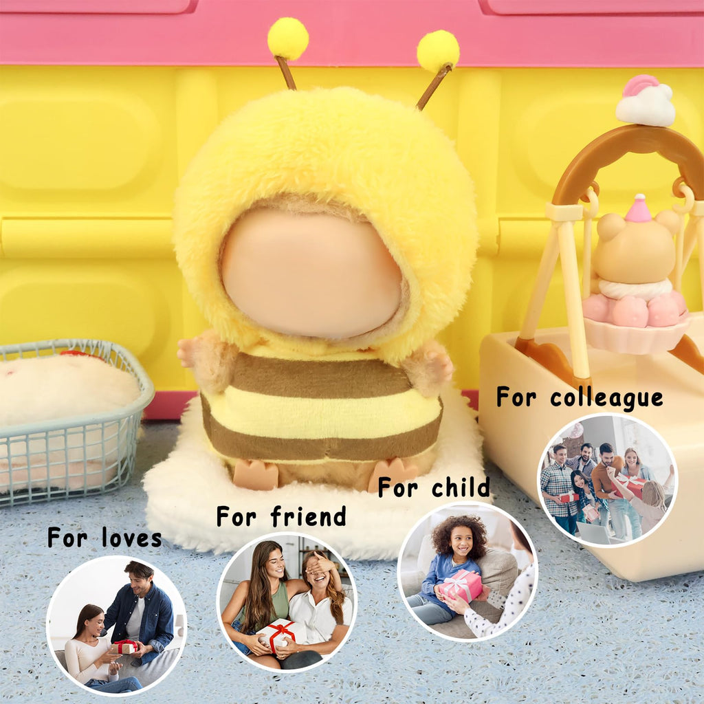 HiOKOU Clothes for labubu17cm Accessories Suit Cute Clothes for Doll Dress up Animal Style Outfits (NO Doll)(Bee)