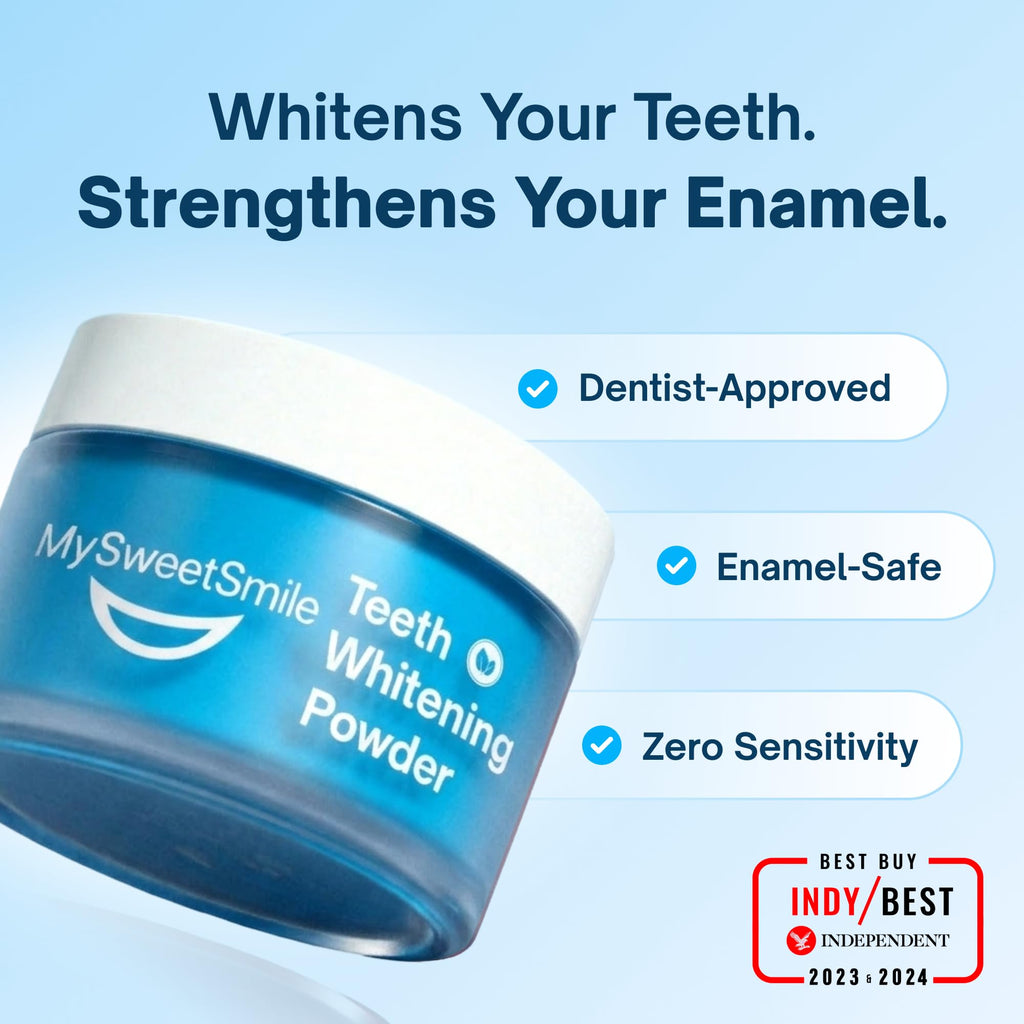 MySweetSmile Teeth Whitening Powder – 6 Month Supply – Removes Years of Coffee, Tea, Smoking & Ageing Stains – Dentist-Approved & Enamel-Safe – IndyBest Award-Winning Whitener – Fresh Mint Flavour