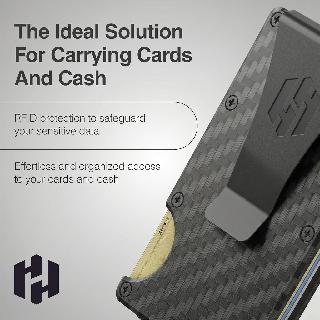 Hayvenhurst Wallet for Men - Slim RFID Blocking Metal Mens Wallet with Money Clip, Minimalist Front Pocket Credit Card Holder & Wallet