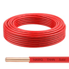 THHN Wire 14 Gauge 25 FT, 14 AWG Solid OFC Copper Electrical Building Wire with Nylon Jacket PVC Insulation, Rated 600V for Residential, Industrial, CNC, Ground (14 Gauge, Red)