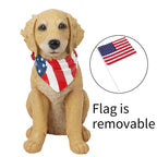 Cynkeyee Outdoor Garden Decor Dog Statue - Resin Dog with American Flag
