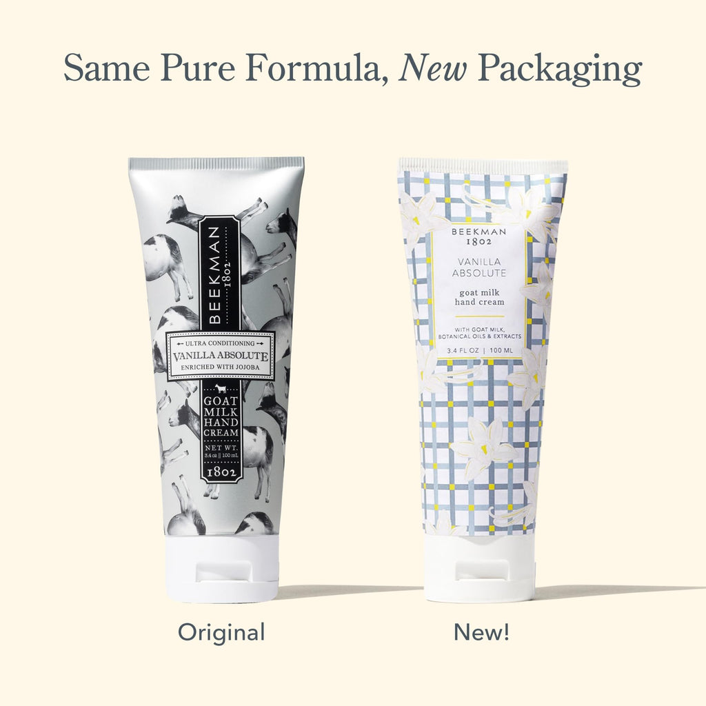Beekman 1802 Pure Goat Milk Hand Cream, Vanilla Absolute - Scented - 3.4 oz - Moisturizing Lotion for Dry Skin - Anti-Aging Hydration - Good for Sensitive Skin - Cruelty Free