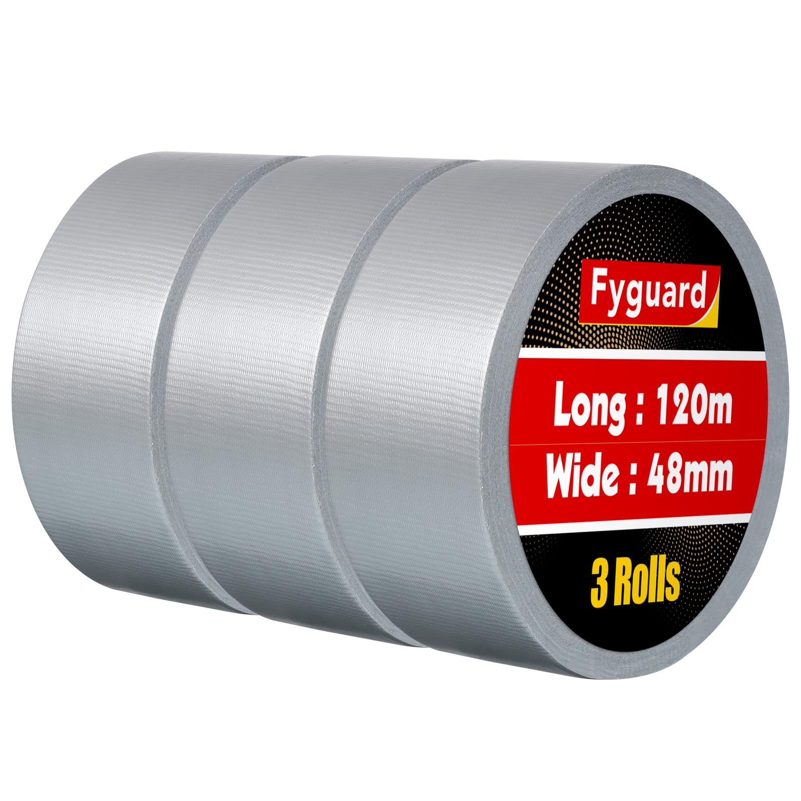 Fyguard 3 Pack Silver Duct Tape 1.89In × 132Yd Total Heavy Duty Waterproof Tape, 8.26Mil Adhesive Repair Duct Tape for Indoor Outdoor Repair Fixation Reinforcement