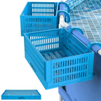 PAHTTO XL Poolside Storage Basket 2pcs, Foldable Above Ground Pool Storage Basket for Pool Toys, Towels, Beverages, Poolside Organizer, Pool Accessories for Above Ground Swimming Pool, Blue