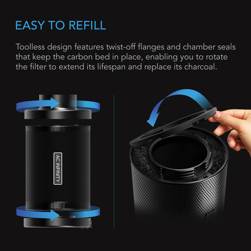 AC Infinity Refillable Carbon Filter Kit 100mm with Additional Refill