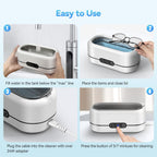 BYASKZIV Ultrasonic Jewelry Cleaner, 48KHz Ultrasonic Cleaner Machine for Jewelry, Eyeglasses, Rings, Watch Strap, Dentures-Dual Cleaning Modes, 304 Stainless Steel Tank