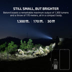 OLIGHT Baton4 Rechargeable EDC Flashlight, Bright Small Flashlight 1300 Lumens with MCC Charging Cable, IPX8 Waterproof, Multiple Modes Pocket Light for Home, Camping, and Emergencies (Fighter Pilot)