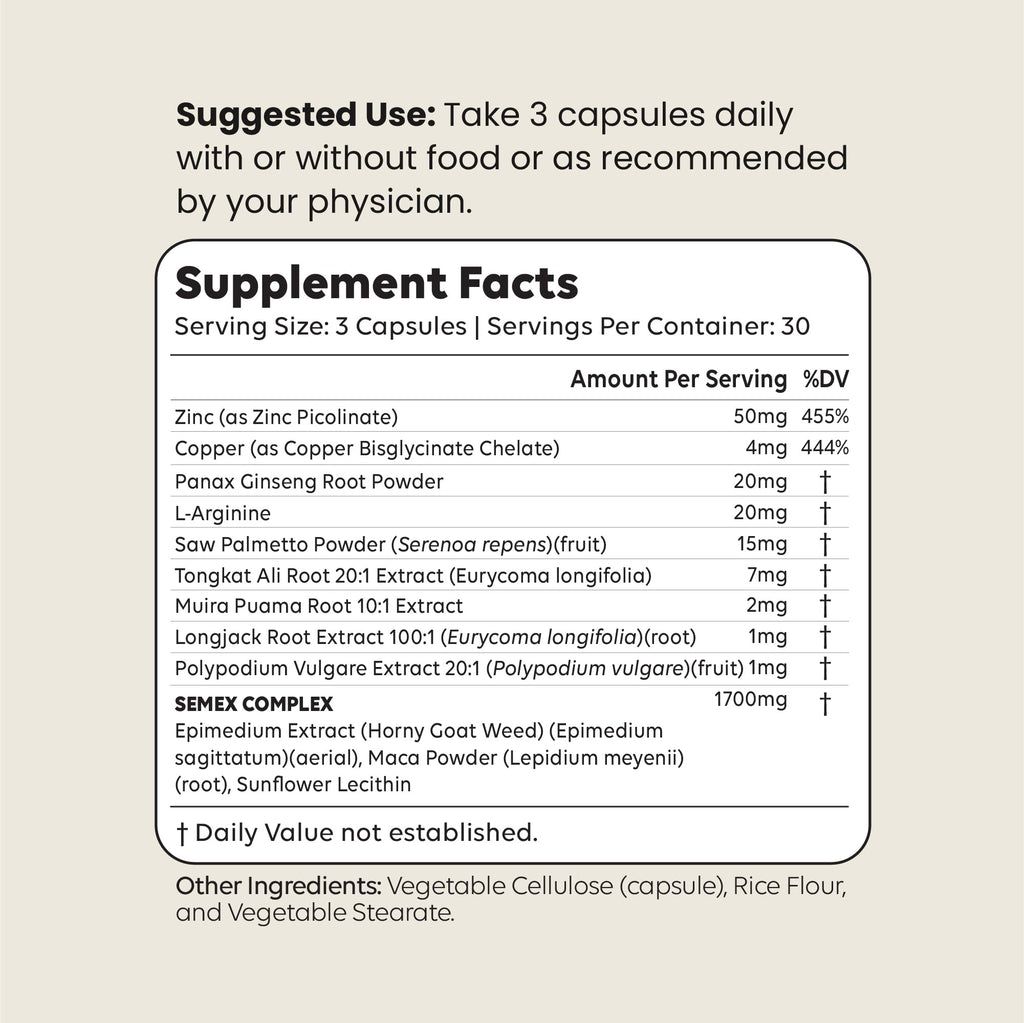 SEMEX Semen Volume Booster – Doctor Formulated Natural Support for Male Sperm Health, Load Volume Boost & Stamina – Non-GMO, Vegan, Gluten-Free, Fertility Supplement Made in USA - 90 Count