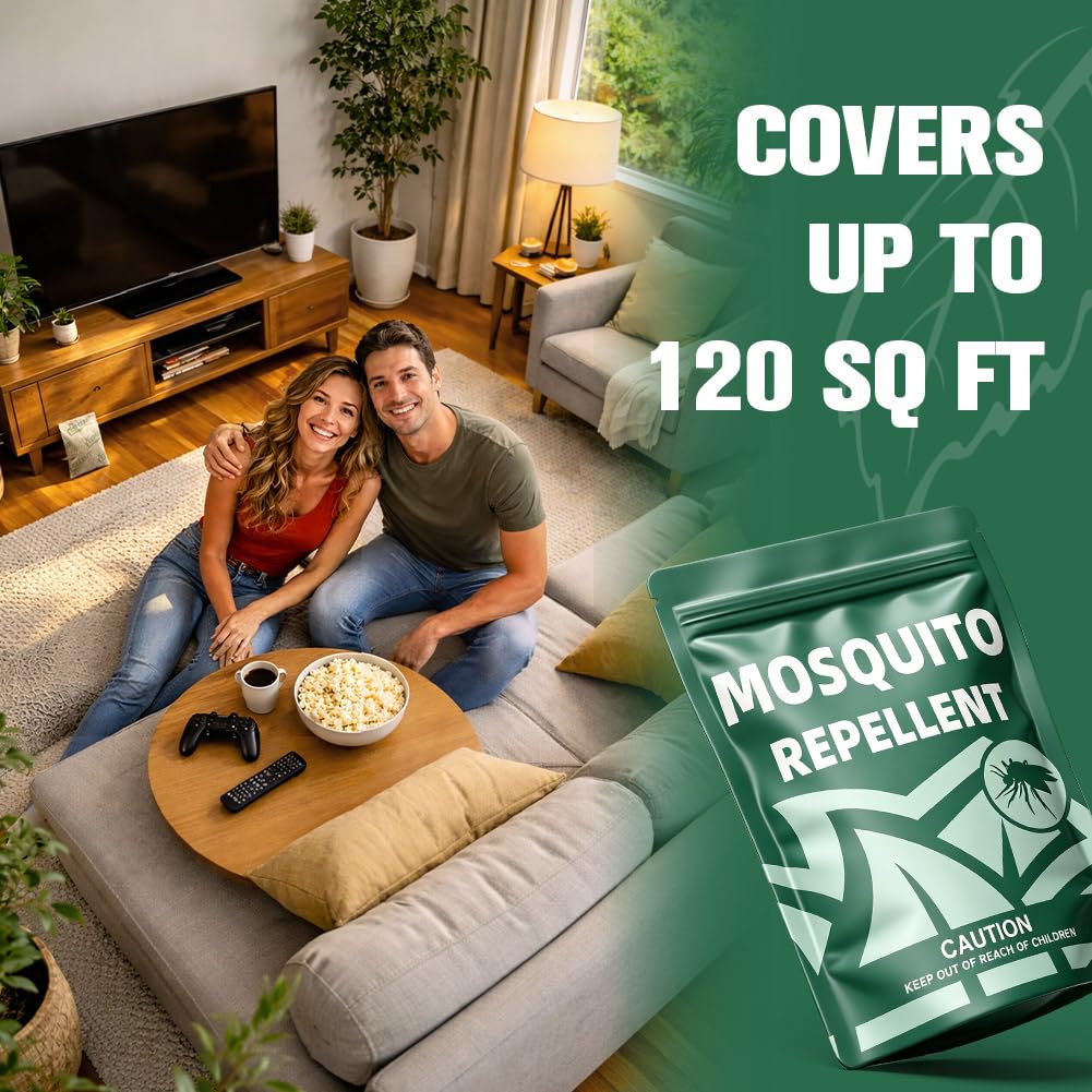 Kopplvn Mosquito Repellent Outdoor Patio, Backyard Mosquito Repellents, Mosquito Deterrent Indoor for Home, Mosquito Repellent for Door, Keep Mosquito Away from Garage, Last up to 2 Months-8 Pouches