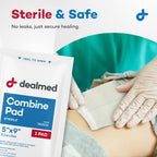 Dealmed Abdominal Combine Pads 5"x9" (40-Pack) Sterile Individually Wrapped, ABD Pads, Absorbent, Non Adherent for Wound Care, Drainage, First Aid, 20/Box (2 Pack)