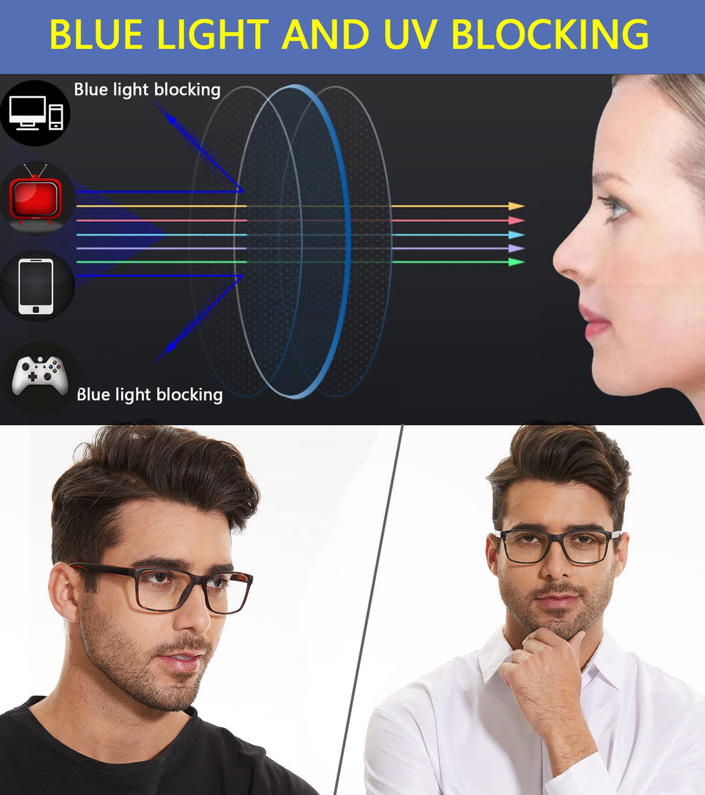 Blue Light Blocking Reading Glasses for Men 4-Pack Stylish Computer Readers with Spring Hinges,Anti Glare/Eye Strain Filter UV Ray Lightweight Reader Eyeglasses,+1.5 Magnification Strength