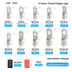 DTLDZSC Thick Copper lugs，Electric Wire Lugs，AWG2 4 6 8 10 12Gauge，80Pcs Tinned Heavy Duty Battery Cable Ends Ring Terminal Connectors with 80Pcs 3:1 Heat Shrink Tubing Assortment Kit（160pcs）