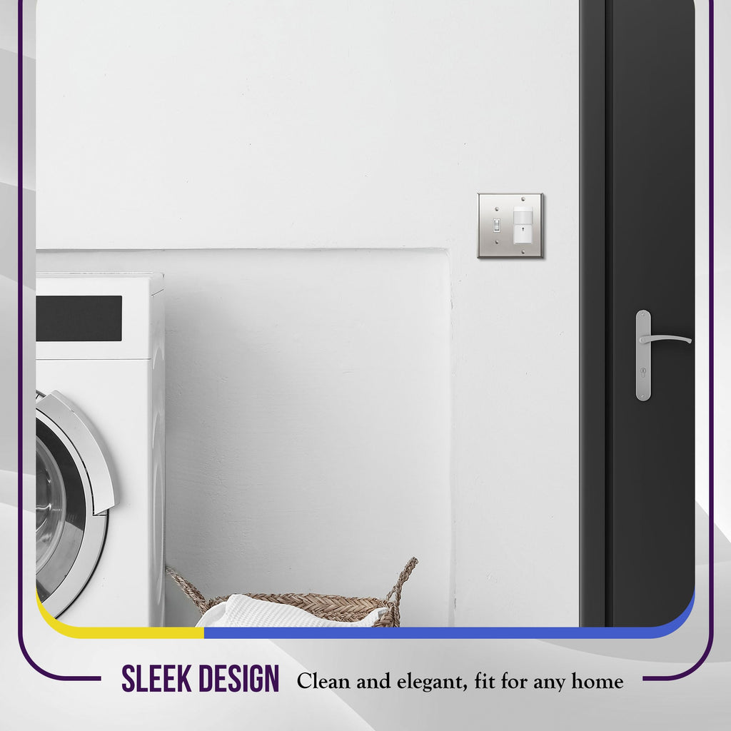ENERLITES Combination Toggle and Decorator Switch Metal Wall Plate, Stainless Steel 201, Corrosion Resistant, Size 2-Gang 4.50" x 4.57", 771131-PC, Polished Chrome, Silver